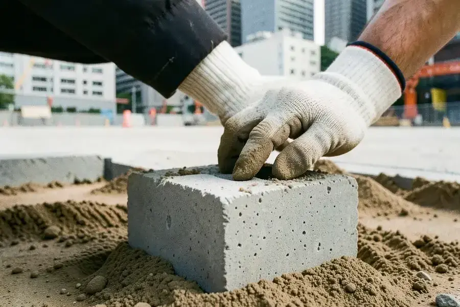 ブロックの手作業での敷設