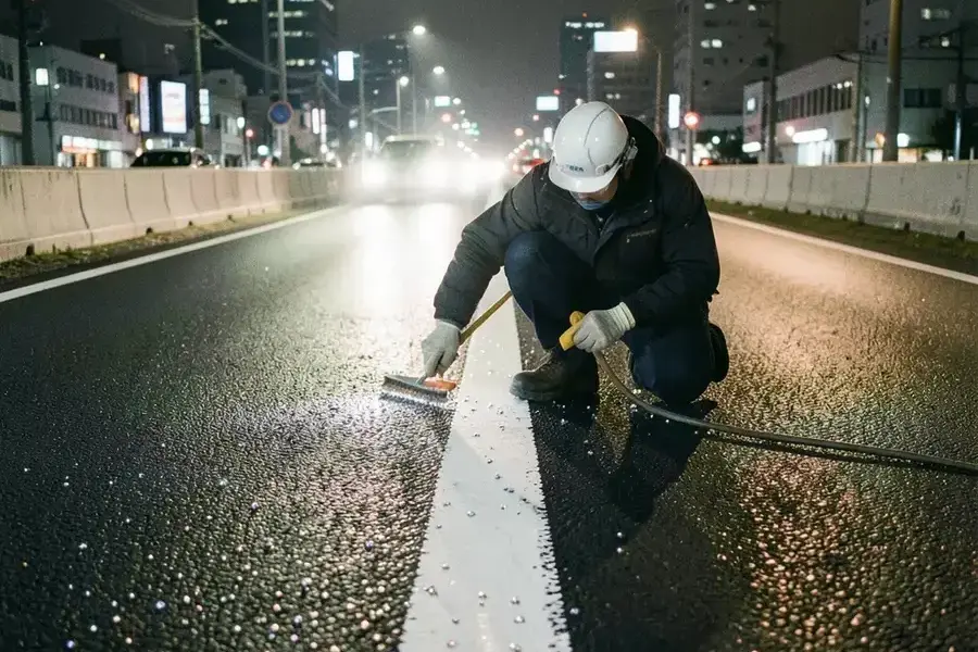 夜間の反射ライン